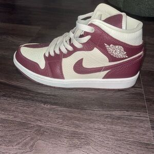 Jordan Women's Sneakers - Burgundy and Cream